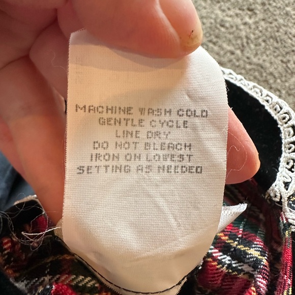 Vintage Bonnie Jean Red and Black Plaid Christmas Dress Velvet Trim lace - Picture 9 of 11